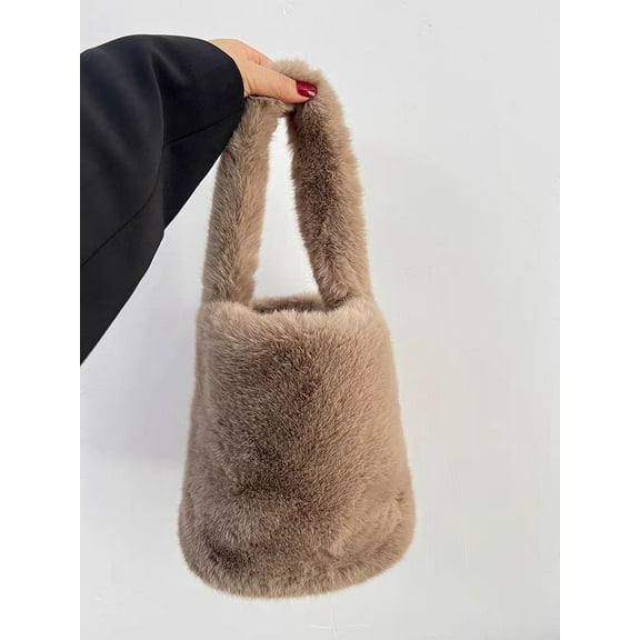 Autumn and Winter Water Bucket Plush Handbag