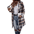 thumbnail image 1 of Autumn and Winter Women's Fashion Flip Lapel Mid-length Large Pockets Vintage Style Plaid Tweed Jacket, 1 of 4