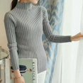 thumbnail image 1 of Autumn and winter New Korean Half turtleneck Sweater jacket Womens Long Sleeve Set head All-match knitted Sweater woman C, 1 of 1