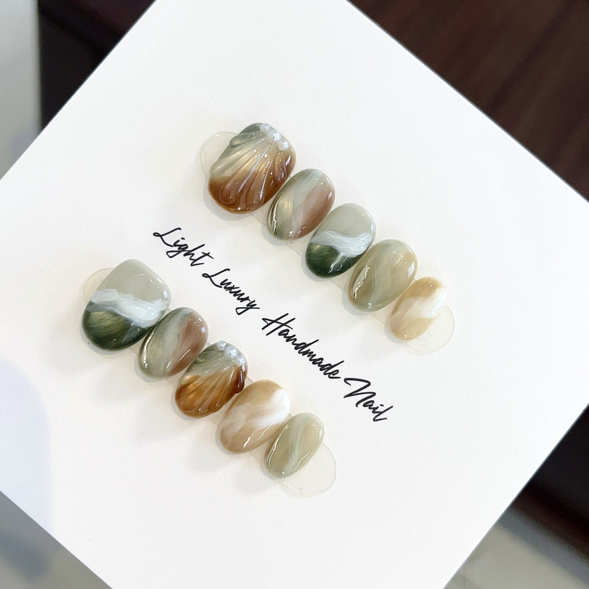 Autumn and winter amber light luxury pure handmade nail smudging ...