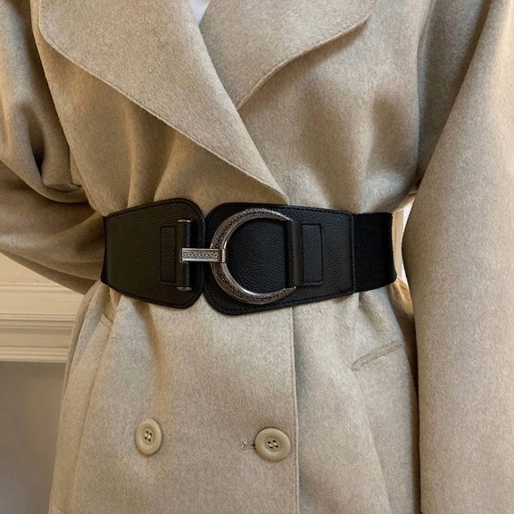 Autumn and winter leather elastic simple belt personalized trend design versatile waist chain niche cold light luxury high-end waist accessories