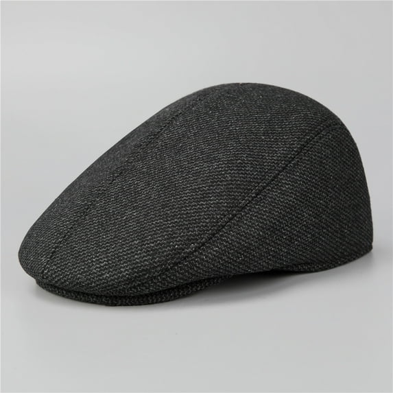 Autumn and winter men's peaked cap thickened ear protection old hat middle-aged and elderly grandpa dad cotton hat old man forward hat-Dark Gray-L