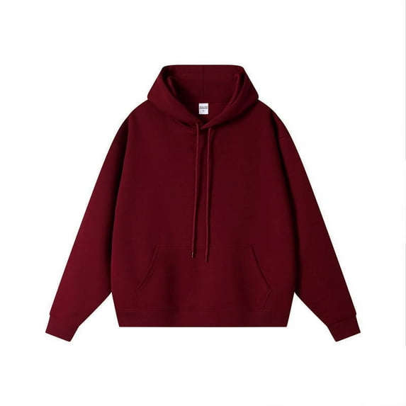 Autumn and winter new 350G heavy basic solid color cotton hooded sweater trendy brand loose men's Christmas gift