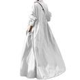 thumbnail image 1 of Autumn and winter new long sleeve big swing solid color cotton linen vintage casual loose dress women, 1 of 3