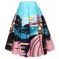 thumbnail image 1 of Autumn and winter women's pleated skirt Hepburn high-waisted floral retro mid-length roller skating women's rock and roll poster skirt-5-XXL, 1 of 7