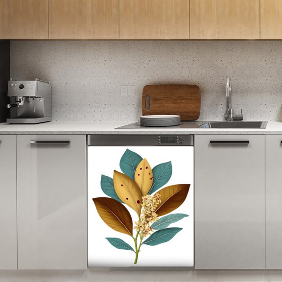 Autumn floral botanical art print Dishwasher Magnet Cover Decorative Sticker for Home Cabinet Kitchen 23" x26"