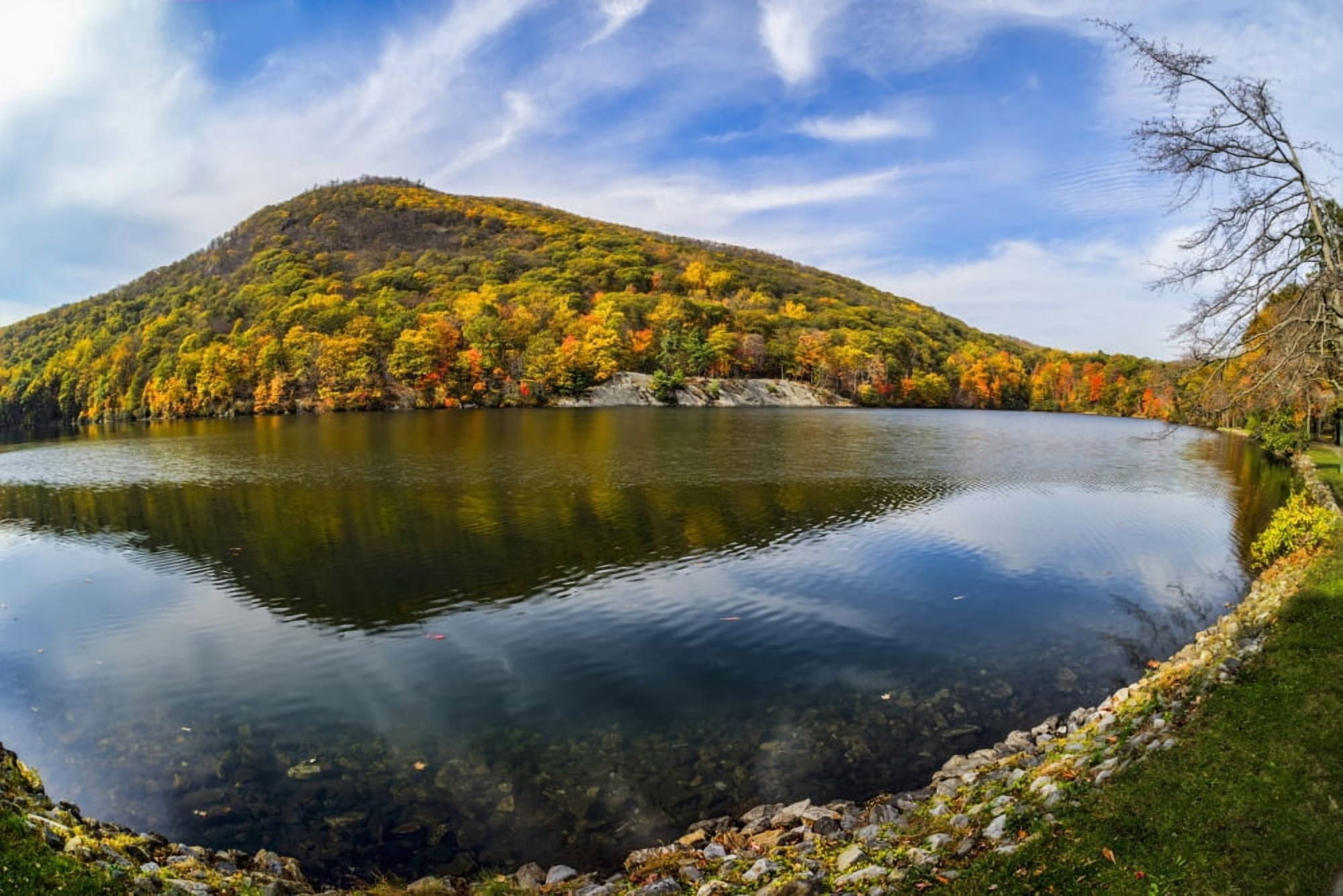Autumn foliage at Hessian Lake Bear Mountain State Park Bear Mountain New York United States of America Canvas Art - F M Kearney Design Pics (19 x 12)
