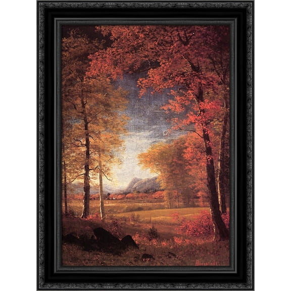 Autumn in America, Oneida County, New York 20x24 Black Ornate Wood Framed Canvas Art by Bierstadt, Albert