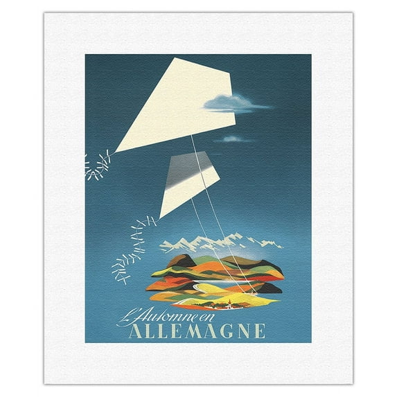 Autumn in Germany (L'Automne en Allemagne) - Europe - Vintage Travel Poster by Eckart c.1958 - Fine Art Rolled Canvas Print 11in x 14in