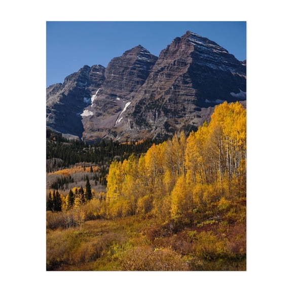 Autumn in Maroon Bells - Snowmass Colorado Photography Mountain Autumn Nature Landscape Scenic Wilderness Forest Unframed Wall Art Print 6 x 8 inches