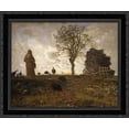 thumbnail image 1 of Autumn landscape with a flock of Turkeys 24x20 Black Ornate Wood Framed Canvas Art by Millet, Jean Francois, 1 of 2