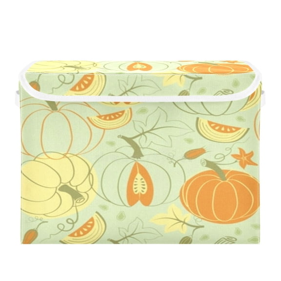 Autumn pumpkin seamless pattern Foldable Kids Toy Chest with Flip-Top Lid, Collapsible Fabric Toy Storage Organizer/Bin/Box/Basket/Trunk for Toddler