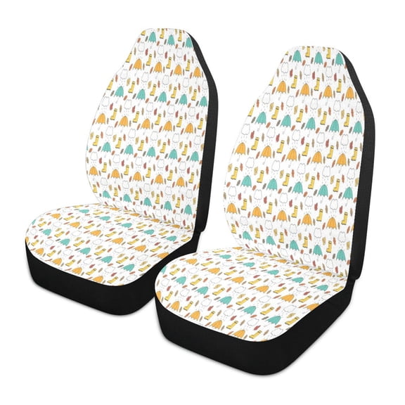 Autumn rain boots umbrella pattern Car Seat Covers Pack of 2 Universal Front Seat Protective Cover