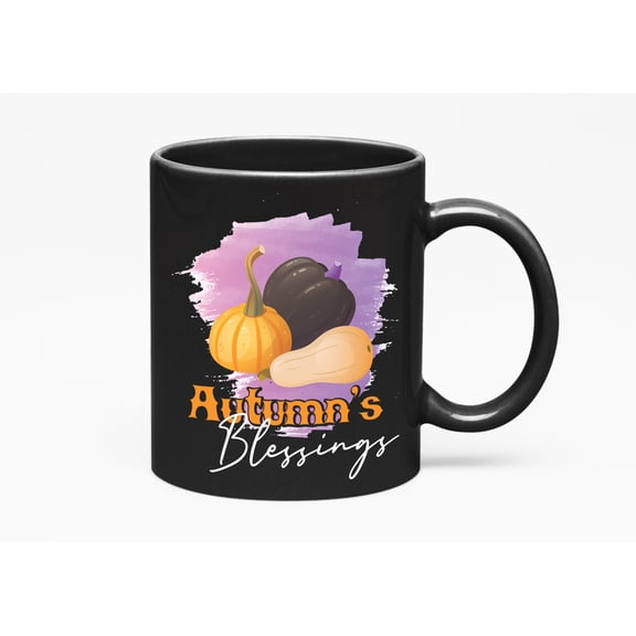Autumn's Blessings, Fall, Black 11oz Ceramic Mug