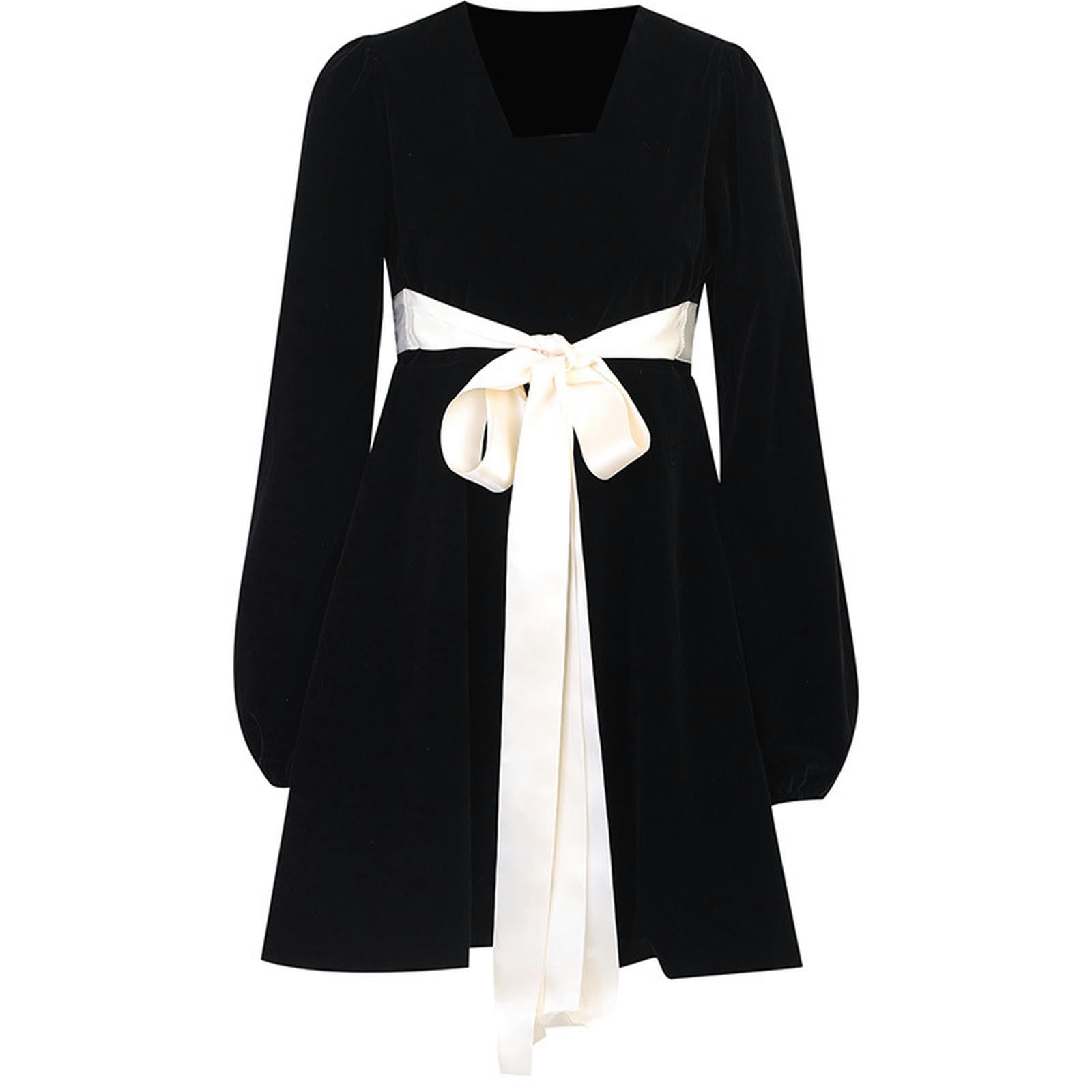 Autumn sweet style slim fit large size dress for women black short