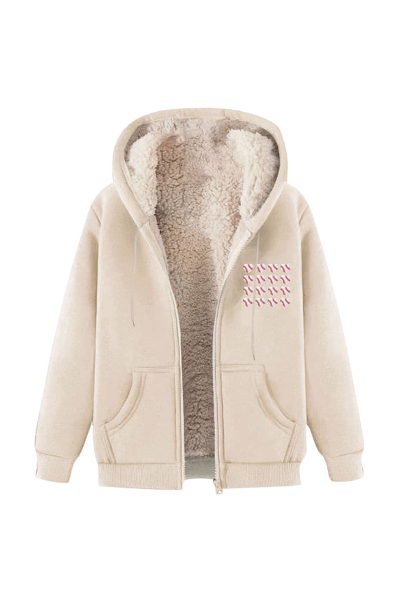 Autumn/winter Lamb Coat Plus Thick Hooded Cardigan Plus Size Coat