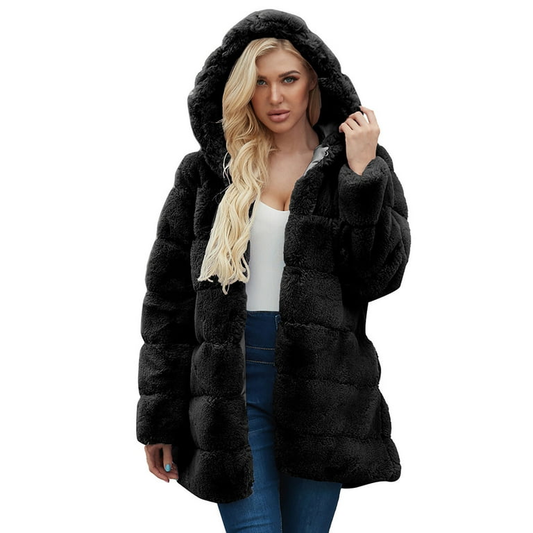 Autumn and winter new faux fur imitation ostrich hair short coat Womens  Ladies Solid Warm Faux Coat Jacket Winter Turn Down Collar Outerwear  Reduced