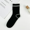 thumbnail image 1 of Autumn and winter socks men's and women's mid-calf socks striped R-shaped casual sports socks breathable sweat-absorbent polyester cotton black and white-black, 1 of 5
