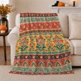 thumbnail image 1 of Autumnal Boho Pumpkin Bat, Festive Holiday Scene, Warm Flannel Blanket for Ranch House and Living Room with Detailed Artwork, Art Lovers Christmas Gift, Festive Home Decor, 1 of 9