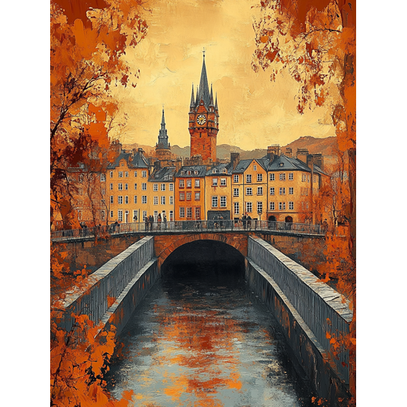 Autumnal Canal Cityscape Canvas Print/Wall ArtPerfect for Living RoomBedroomOfficeDining Roomand Hallway Decoration.