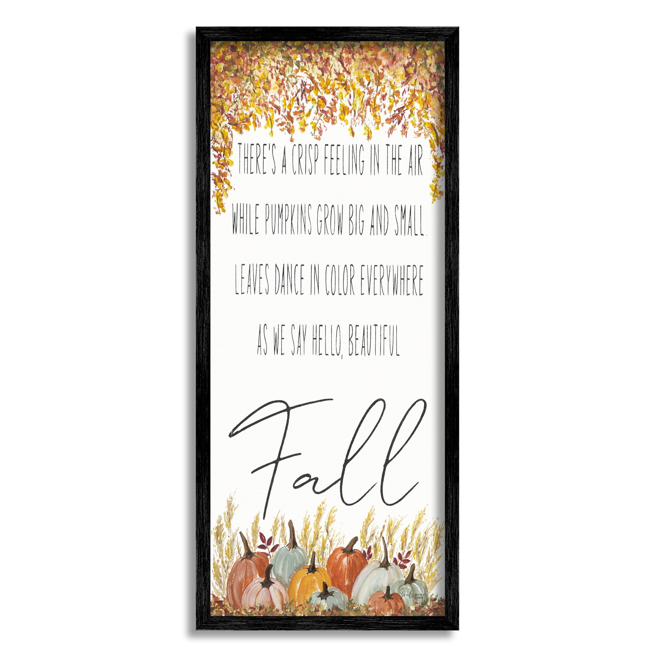 Autumnal Hello Beautiful Fall Phrase Holiday Graphic Art Black Framed Art Print Wall Art