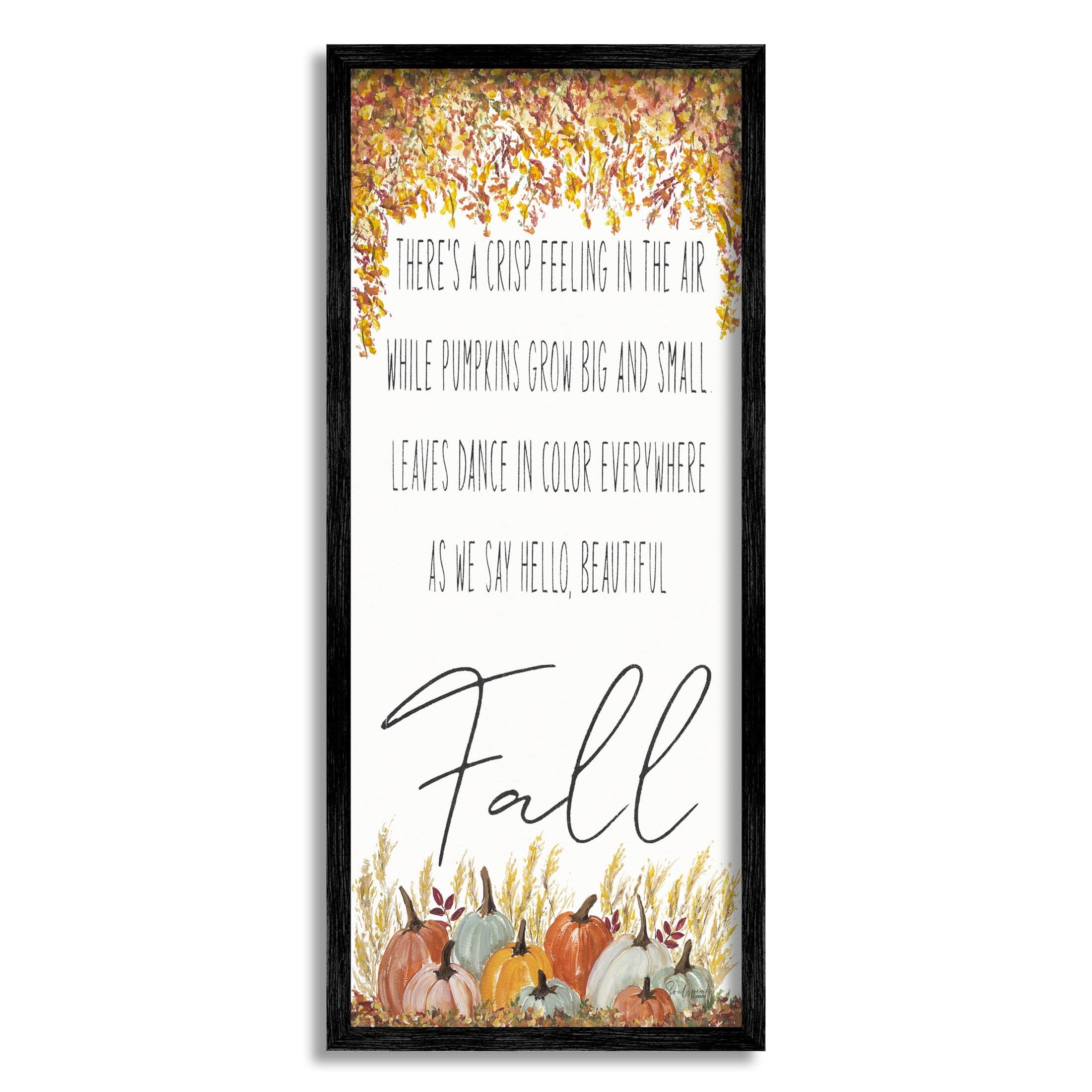 Autumnal Hello Beautiful Fall Phrase Holiday Graphic Art Black Framed Art Print Wall Art
