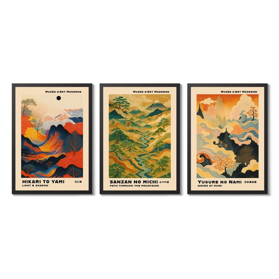Autumnal Japan Anime Collection Print Japanese Poster Wall Art Decor Set Travel Gift Set 3