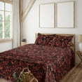 thumbnail image 1 of Ambesonne Autumnal Leaves Fitted & Flat Sheet with Sham 3 Pcs Set, Neutral Boho Leafy, Twin, Burgundy Ruby, 1 of 1