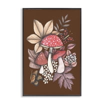 Autumnal Mushrooms Magic Black Framed Giclee Art, design by Cecilia Battaini