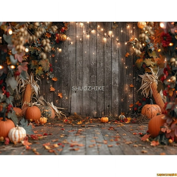 Autumnal Pumpkins Farm Photography Backdrops Props Hallowe Fall Field Maple Leaf Scarecrow Fce Photo Studio Background FM-06