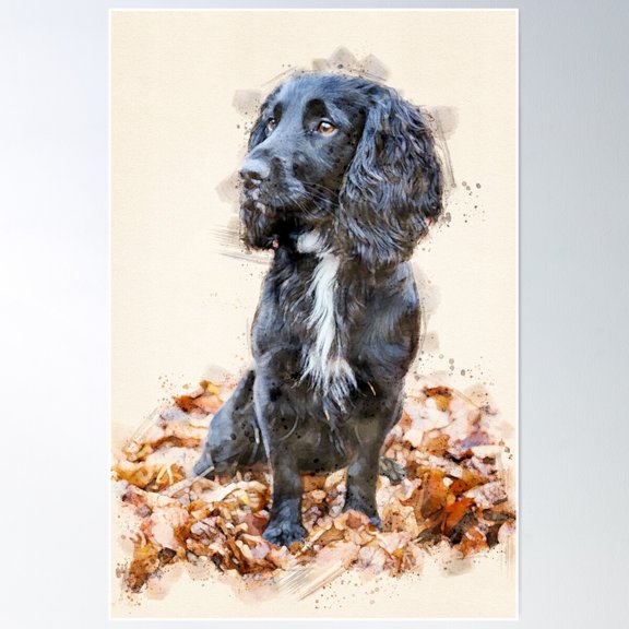 Autumnal Spaniel Poster Wall Art, Modern Wall Decor For Living Room Bedroom, 16x24 UNFRAMED