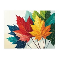 Autumnal Symphony: Layered Maple Leaves - Digital Art Autumn Nature Botanical Floral Geometric Modern Art Unframed Wall Art Print 5 x 7 inches