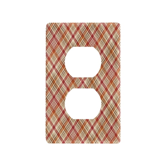 Autumnal Tartan Plaid Decorative Wall Plate, Flame Retardant PC Plastic Light Switch & Outlet Cover with Mounting Screws Fits Duplex Outlets