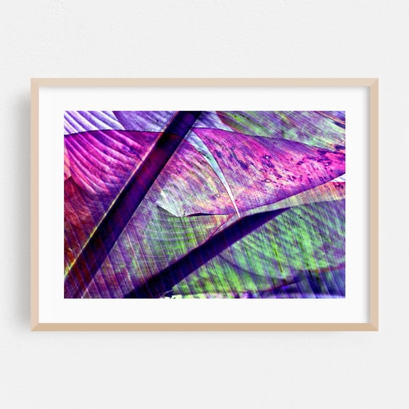 Autumnal still life with banana leaves - Bezirk Pankow Berlin Germany Digital Art Abstract Modern Art Psychedelic Nature Botanical Tropical Surrealism Oak Framed Wall Art Print 24 x 36 inches