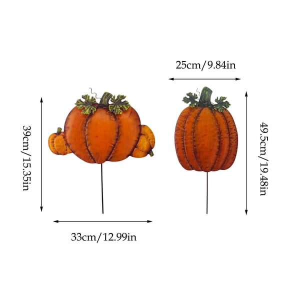 Autumns Iron Art Pumpkin Yard Decorations, Outdoor Fall Decor Pumpkins, Garden Lawns Ornaments, Thanksgiving Halloween Decorations Ground Insert Ornament for Porch, Home, Patio