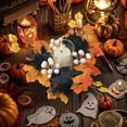 thumbnail image 1 of Autumns Thanksgiving Maple Leaf Candle Holders Wreath Halloween Decoration Ornament Plastic Table Candle Cup Wreath Wedding Fireplace Halloween Thanksgiving 9.45 in, 1 of 5