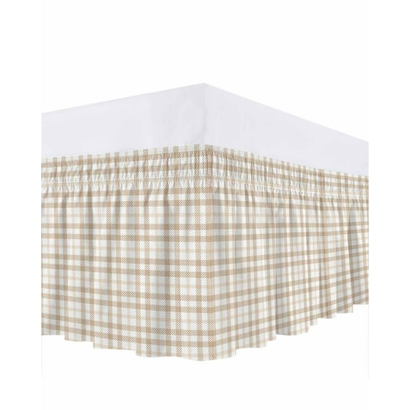 Autunm Bigge Bed Skirt King Size 16 Inch Drop, Lattice Wrap Around Dust Ruffle Bedskirts, Wrinkle & Fade Resistant Easy Fit Bedskirt with Adjustable Elastic