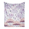 thumbnail image 1 of Autunm Soft Flannel Fleece Throw Blanket, Abstract Double Exposure Umbrella Parasol Motifs on Nostalgic Polka Dots Backdrop, Cozy Plush for Indoor and Outdoor Use, 50" x 70", Lilac Pink, by Ambesonne, 1 of 5