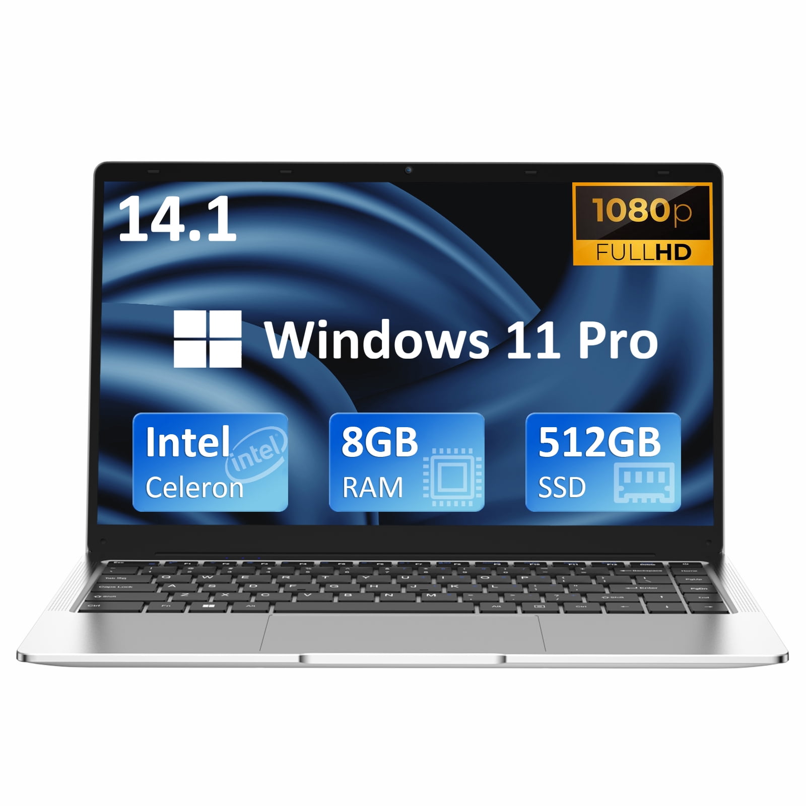 Auusda 14.1" FHD 1920*1080P Laptop, Intel Celeron J4125, 8GB RAM, 512GB SSD, Silver
