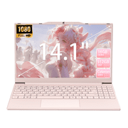 Auusda 14.1" Windows 11 Pro Laptop, 16GB RAM 512GB SSD, Intel Celeron N5095 CPU Home Computer, Pink
