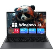 Auusda 15.6" Laptop AMD Ryzen 7 5825U 2.0-4.5GHz, 16GB DDR4 RAM, 1TB NVME SSD, Windows 11 Pro Computer, Dual Channel SODIMM*2, Slot*2, Backlit, Fingerprint, Webcam Switch, Gray
