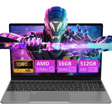 Auusda 15.6" Laptop Computer w/AMD Ryzen 7 5700U up to 4.3 GHz, 16GB RAM 512GB NVMe SSD, Windows 11 Pro Gaming Laptop, Backlit Keyboard, Fingerprint Unlock, Gray
