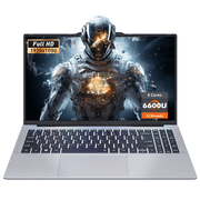 Auusda 15.6" Laptop Computer, AMD Ryzen 5 6600U, 12GB LPDDR5 RAM 1TB NVMe SSD, Windows 11 Pro Business Laptop, Backlight Keyboard, Face Unlock, Silver