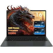 Auusda 16" Business Laptop, Windows 11 Pro Laptop Computer, AMD Ryzen 3250U, 16GB RAM 1TB SSD, Backlight Keyboard, Fingerprint Reader, Webcam Switchprotect, USB-C, Gray