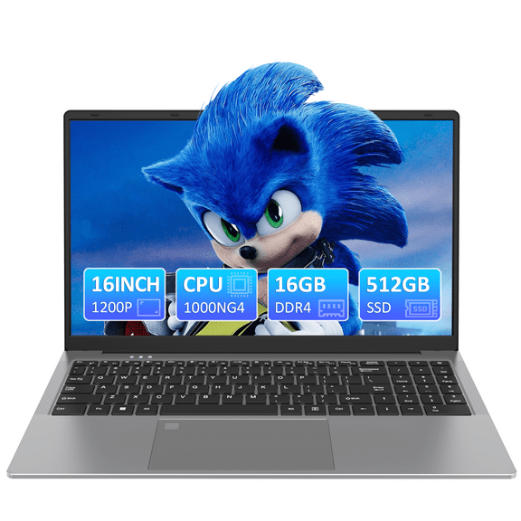 Auusda 16" Business Laptop, Windows 11 Pro Home Computer, Intel Core i3, 16GB RAM 512GB SSD, 1920×1200 Resolution, Backlit Keyboard, Fingerprint Unlock, Silver