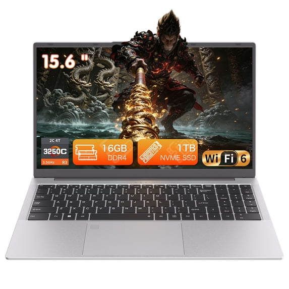 Auusda 15.6" Business Laptop, AMD Ryzen 3250C, 16GB DDR4 RAM 1TB NVMe SSD, Windows 11 Pro Laptop Computer, Backlight Keyboard, Fingerprint Reader, Silver