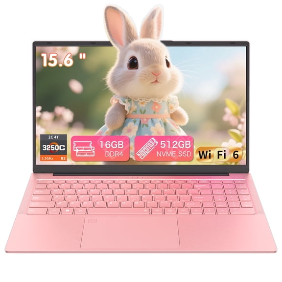 Auusda 15.6" Laptop Computer, AMD Ryzen 3 3250C, 16GB DDR4 RAM 512GB SSD, Windows 11 Pro Business Laptop for Students & Work, Backlight, Fingerprint, Pink
