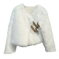 thumbnail image 1 of Auutmn Winter Lady Cardigan Coat Furry Plush Buckle And Strap Decor V Neck Long Sleeves Thickened Solid Color Faux Fur Knitted Sweater Jacket, 1 of 8