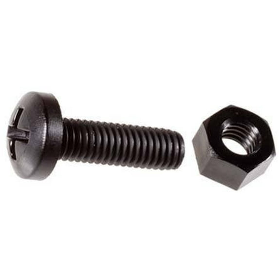 Auveco # 21606 Black Nylon License Plate Screws And Nuts M6-1.0 X 20mm. Qty 50.