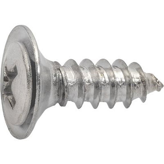 Auveco # 23835 Phillips Oval Head Sems Flush Washer Tapping Screw #10 X 5/8" - Chrome. Qty 100.